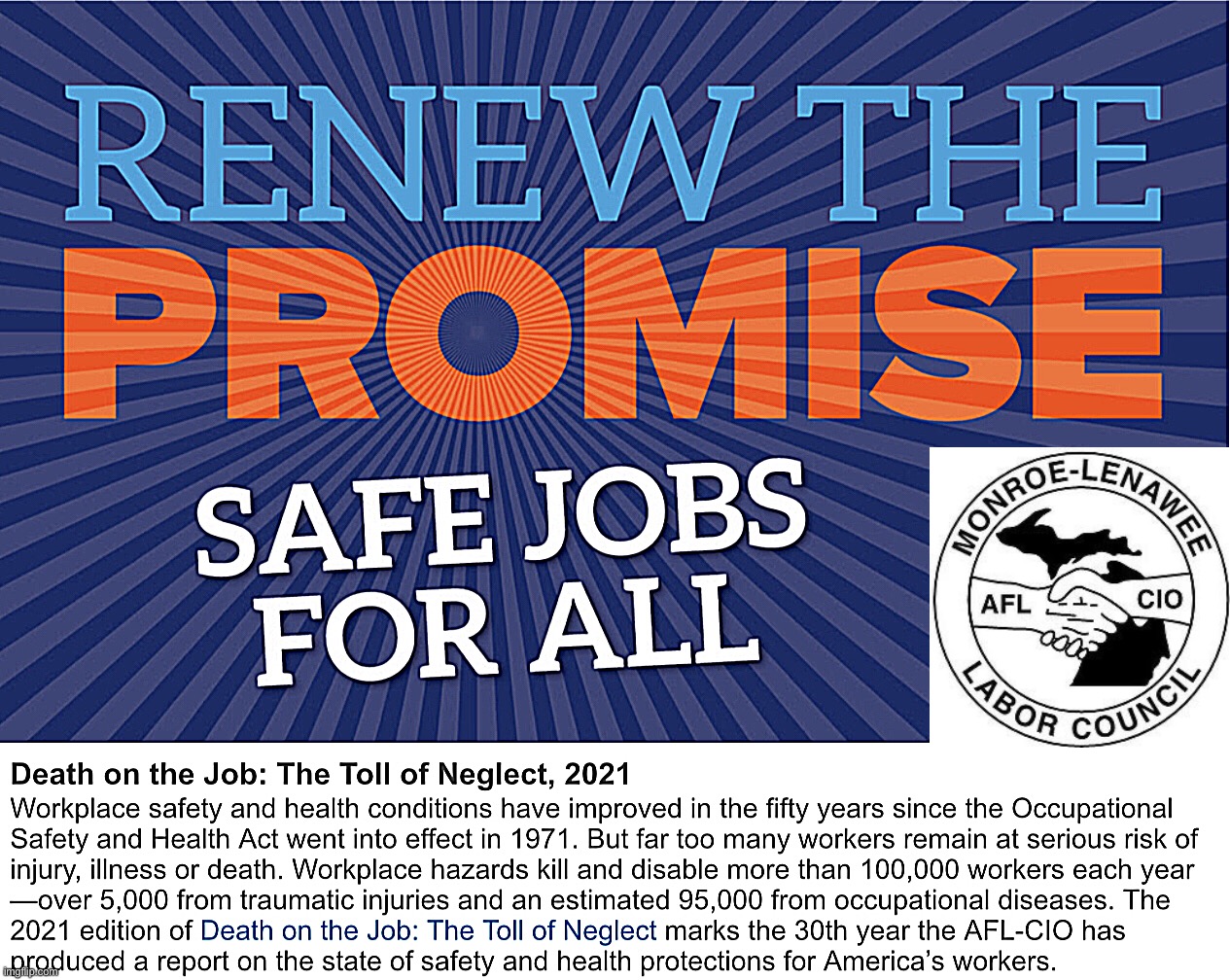 Monroe Lenawee AFL-CIO CLC | image tagged in afl,labor,union,safety,work | made w/ Imgflip meme maker