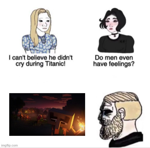Girls vs Boys sad meme template | image tagged in girls vs boys sad meme template,titanic,minecraft,arch illager,minecraft dungeons,memes | made w/ Imgflip meme maker