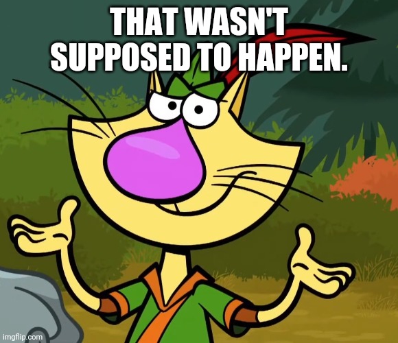 Confused Nature Cat 2 | THAT WASN'T SUPPOSED TO HAPPEN. | image tagged in confused nature cat 2 | made w/ Imgflip meme maker