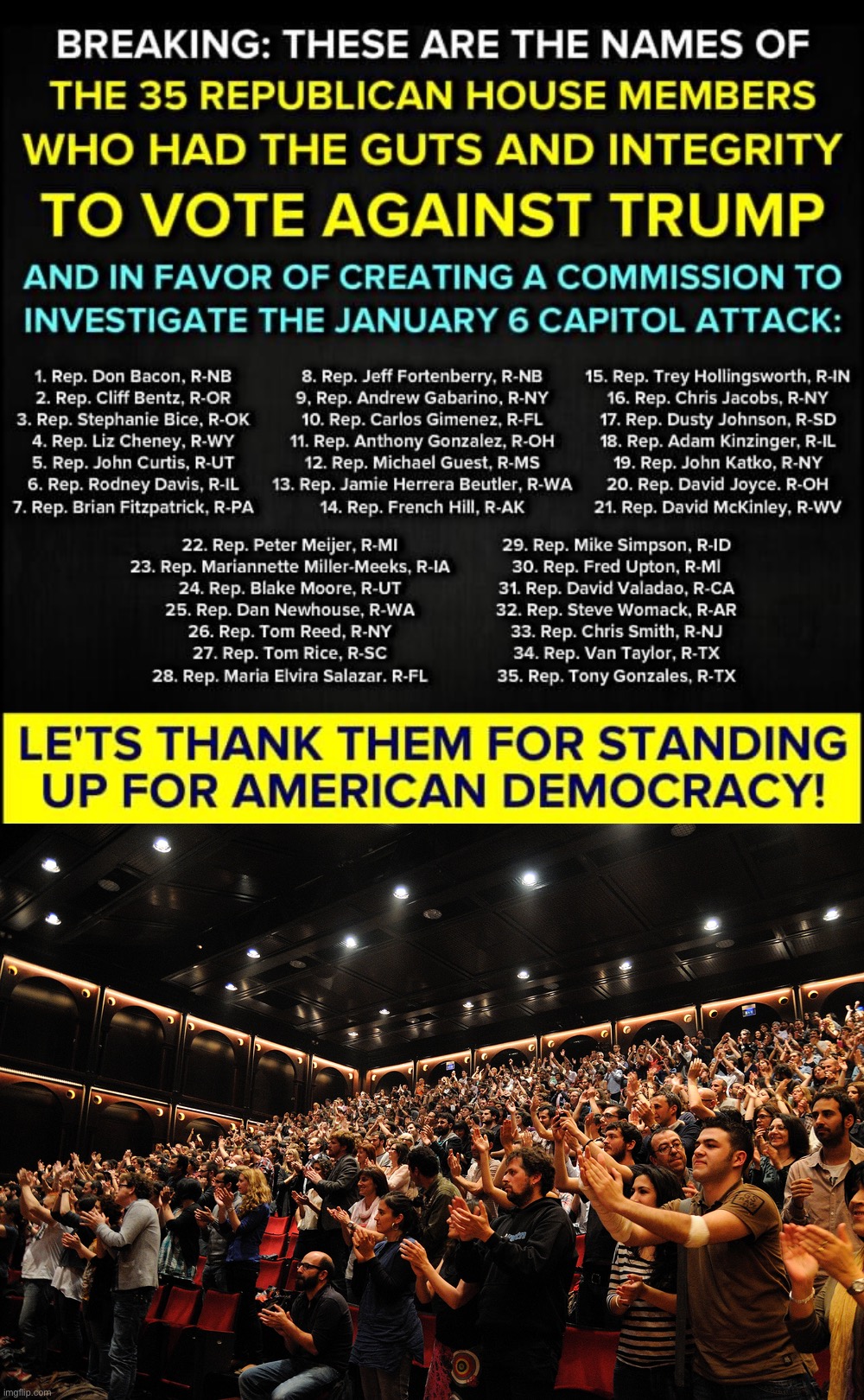 Studying this riot is a no-brainer, but it still takes courage in this climate to support if you’re a Republican. Hats off. | image tagged in republicans jan 6 riot investigation,standing ovation | made w/ Imgflip meme maker