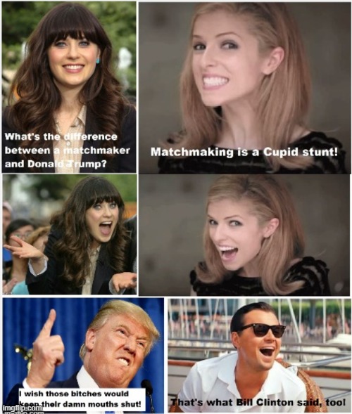 Zooey & Anna Roast Trump | image tagged in trump,zooey,anna | made w/ Imgflip meme maker