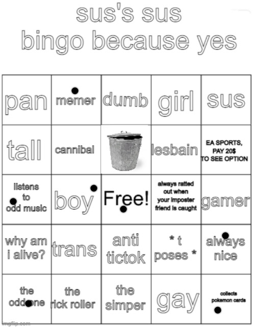 sus's sus bingo | image tagged in bingo | made w/ Imgflip meme maker