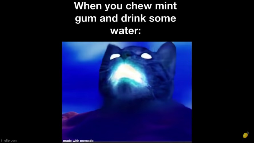 Gum and water | image tagged in cat,glow | made w/ Imgflip meme maker