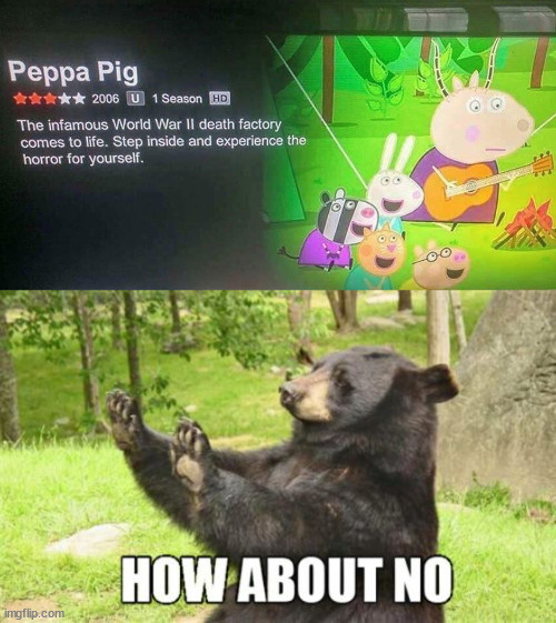 ... | image tagged in memes,how about no bear,peppa pig | made w/ Imgflip meme maker