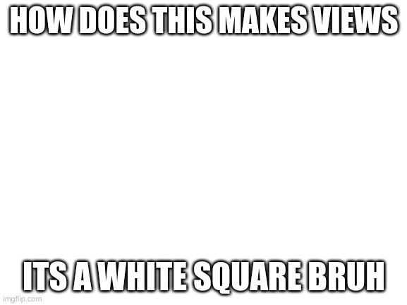 How | HOW DOES THIS MAKES VIEWS; ITS A WHITE SQUARE BRUH | image tagged in blank white template | made w/ Imgflip meme maker