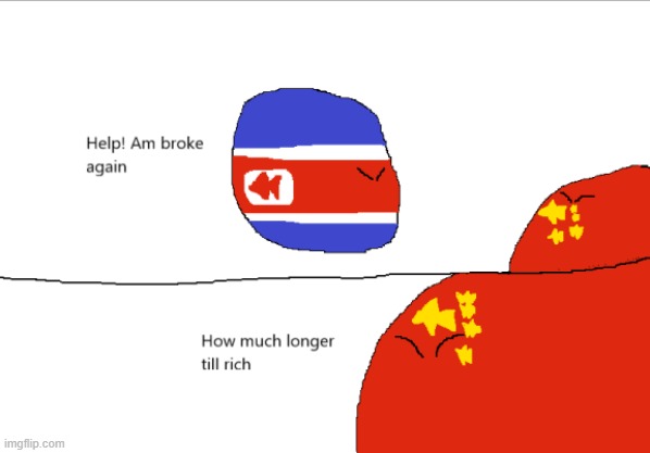 Had not been for China, North Korea would be long gone | image tagged in communist,comic,countryballs | made w/ Imgflip meme maker