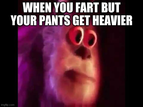Sully Groan | WHEN YOU FART BUT YOUR PANTS GET HEAVIER | image tagged in sully groan | made w/ Imgflip meme maker