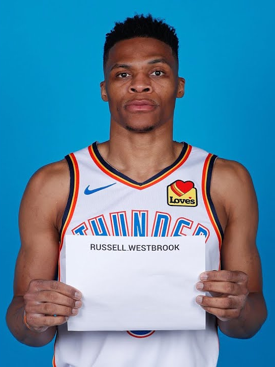 Russell Westbrook holding Sign Blank Meme Template