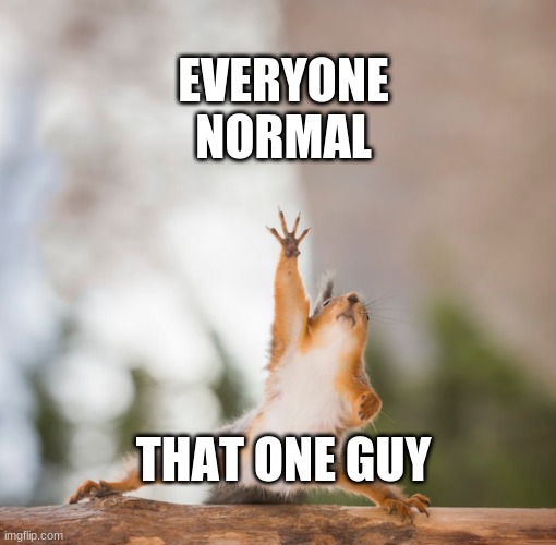 hi |  EVERYONE
NORMAL; THAT ONE GUY | image tagged in memes | made w/ Imgflip meme maker