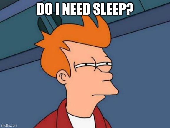Used in comment | DO I NEED SLEEP? | image tagged in memes,futurama fry | made w/ Imgflip meme maker