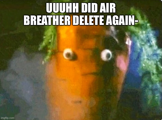 Cursed carrot | UUUHH DID AIR BREATHER DELETE AGAIN- | image tagged in cursed carrot | made w/ Imgflip meme maker