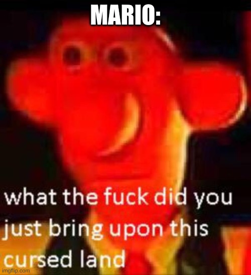 MARIO: | image tagged in what the f k did you just bring upon this cursed land | made w/ Imgflip meme maker