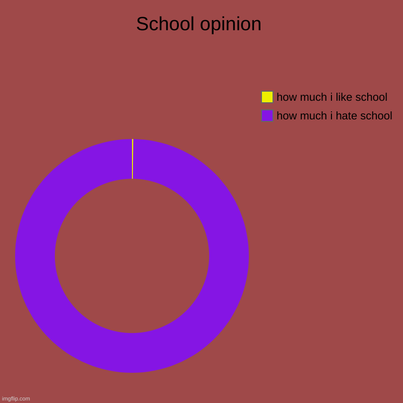 I hate skool | School opinion | how much i hate school, how much i like school | image tagged in charts,donut charts,school,ew,skool,hate it | made w/ Imgflip chart maker