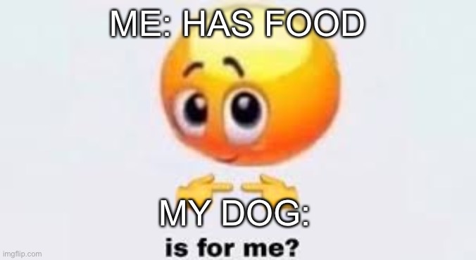 Is for me | ME: HAS FOOD; MY DOG: | image tagged in is for me | made w/ Imgflip meme maker