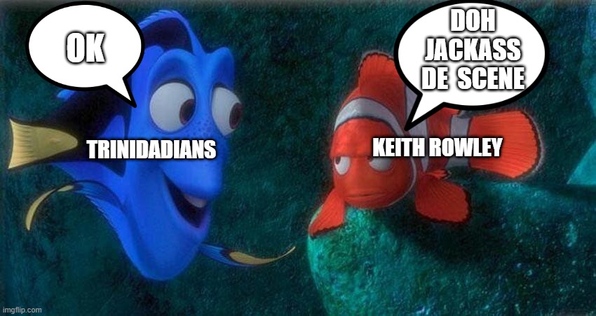 doh jackass de scene | DOH JACKASS DE  SCENE; OK; KEITH ROWLEY; TRINIDADIANS | image tagged in stupid | made w/ Imgflip meme maker
