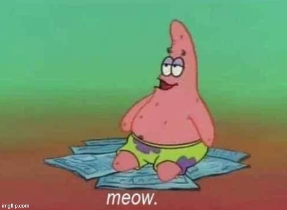 patrick meow | image tagged in patrick meow | made w/ Imgflip meme maker