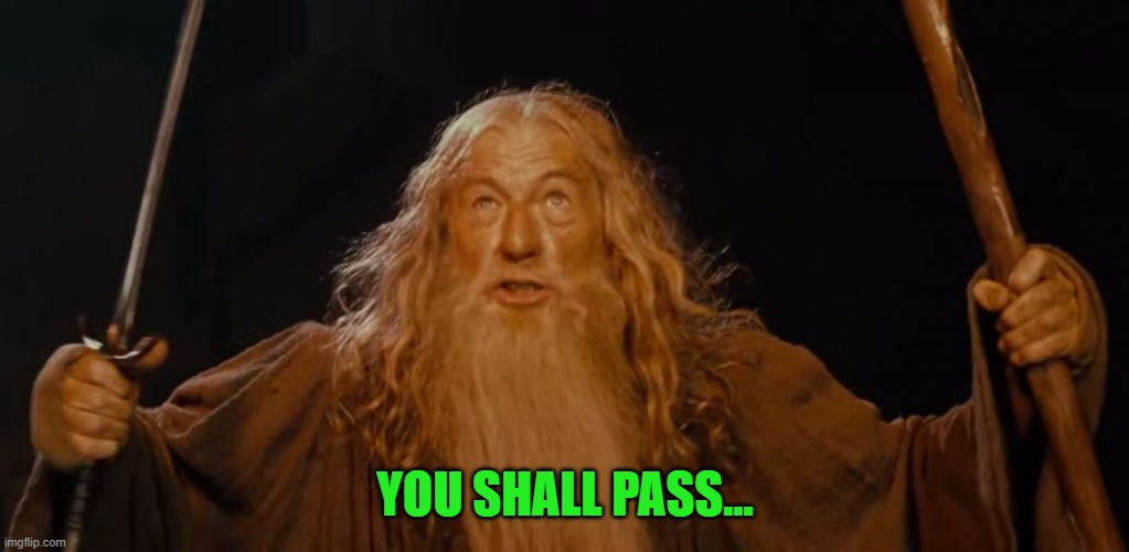 You shall pass! | YOU SHALL PASS... | image tagged in you shall pass | made w/ Imgflip meme maker