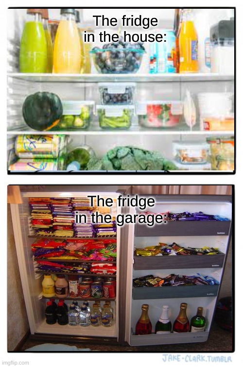 Two Buttons | The fridge in the house:; The fridge in the garage: | image tagged in memes,two buttons | made w/ Imgflip meme maker