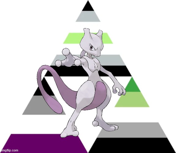 Not much here, Just Mewtwo being all kinds of A! | image tagged in pokemon,lgbt,asexual,agender,aromantic,mewtwo | made w/ Imgflip meme maker