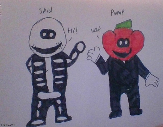 Spooky month! | image tagged in skid,pump,spooky month,sr pelo,yes,y e s | made w/ Imgflip meme maker