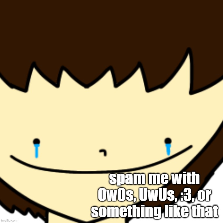 spam me with OwOs, UwUs, :3, or something like that | made w/ Imgflip meme maker