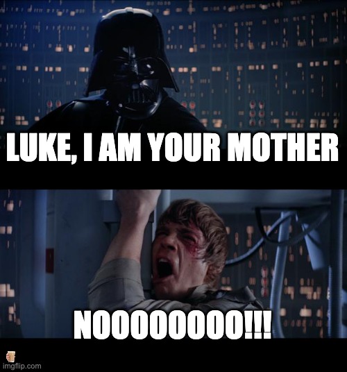 Star Wars No |  LUKE, I AM YOUR MOTHER; NOOOOOOOO!!! | image tagged in memes,star wars no | made w/ Imgflip meme maker