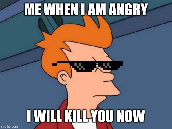 Futurama Fry Meme | ME WHEN I AM ANGRY; I WILL KILL YOU NOW | image tagged in memes,futurama fry | made w/ Imgflip meme maker
