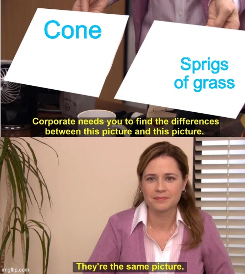 There is no difference | Cone Sprigs of grass | image tagged in there is no difference | made w/ Imgflip meme maker