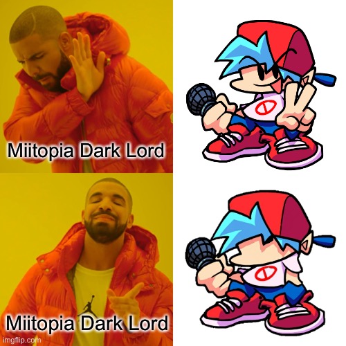 Time to meme this 2016 game that just came out for the Switch yesterday ;) | Miitopia Dark Lord; Miitopia Dark Lord | image tagged in memes,drake hotline bling,mii,miitopia | made w/ Imgflip meme maker