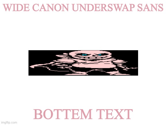 Blank White Template | WIDE CANON UNDERSWAP SANS; BOTTEM TEXT | image tagged in blank white template | made w/ Imgflip meme maker