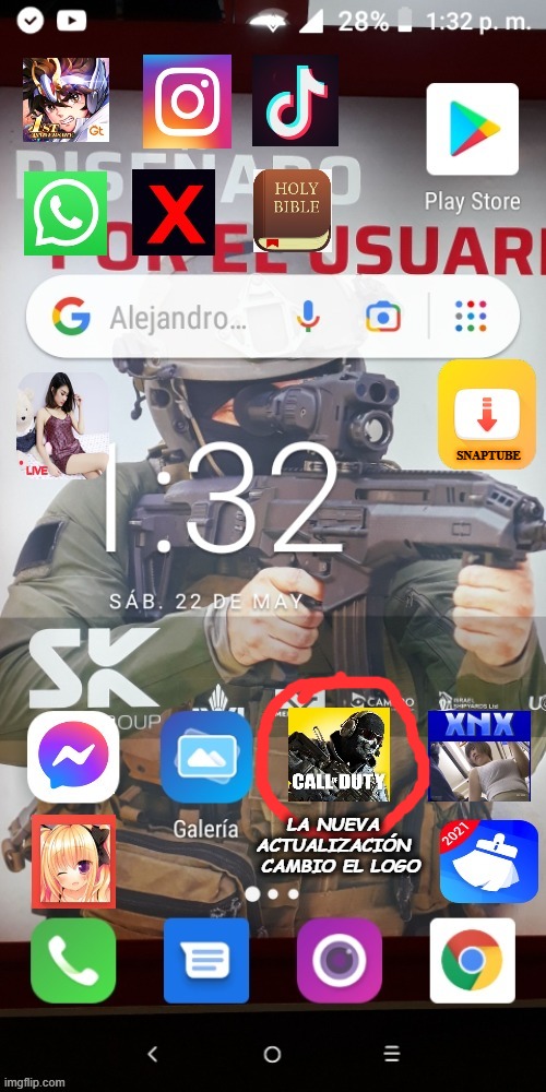 fondeo de pantalla | SNAPTUBE; LA NUEVA ACTUALIZACIÓN
  CAMBIO EL LOGO | image tagged in fondo celular,callufduty | made w/ Imgflip meme maker