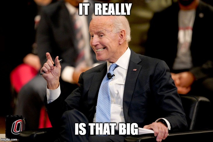 Joe Biden it really is that big! | IT  REALLY IS THAT BIG | image tagged in joe biden it really is that big | made w/ Imgflip meme maker