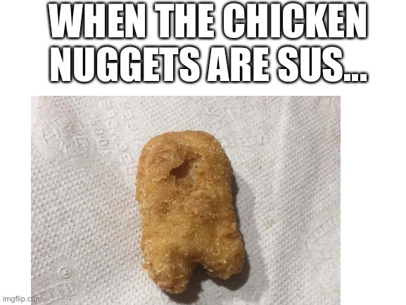 Kinda sus... | WHEN THE CHICKEN NUGGETS ARE SUS... | image tagged in among us,cringe,memes | made w/ Imgflip meme maker