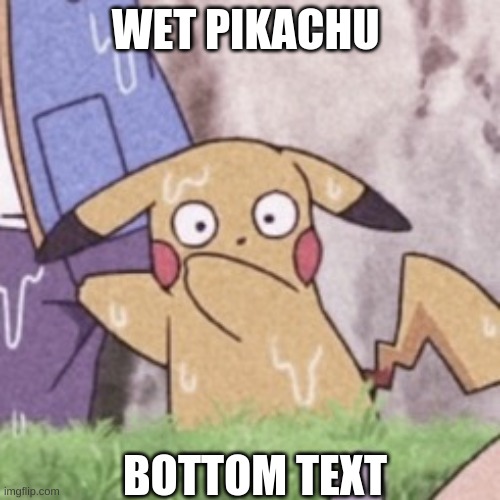 Wet Pikachu | WET PIKACHU; BOTTOM TEXT | image tagged in wet pikachu | made w/ Imgflip meme maker