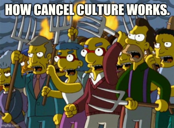 Is this really the kind of world we want to live in? |  HOW CANCEL CULTURE WORKS. | image tagged in simpsons mob,cancel culture,memes | made w/ Imgflip meme maker