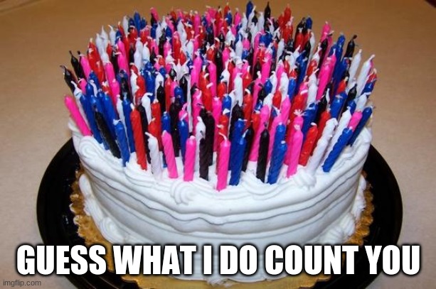 Birthday Cake | GUESS WHAT I DO COUNT YOU | image tagged in birthday cake | made w/ Imgflip meme maker