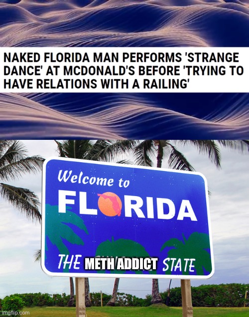 METH ADDICT | image tagged in florida | made w/ Imgflip meme maker