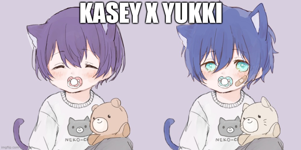 Yukkis not my oc | KASEY X YUKKI | image tagged in sleeping kasey,sleepy yukki | made w/ Imgflip meme maker
