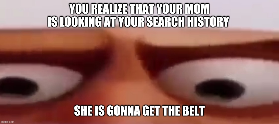 oh no | YOU REALIZE THAT YOUR MOM IS LOOKING AT YOUR SEARCH HISTORY; SHE IS GONNA GET THE BELT | image tagged in oh no | made w/ Imgflip meme maker