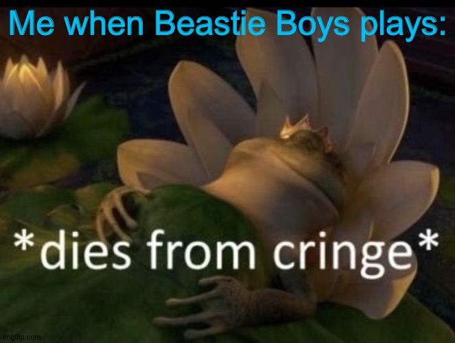 Beastie Boys is cringe xd | Me when Beastie Boys plays: | image tagged in dies from cringe | made w/ Imgflip meme maker