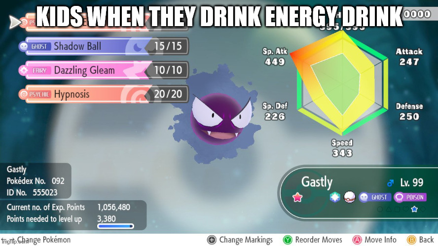 basic facts | KIDS WHEN THEY DRINK ENERGY DRINK | image tagged in gaming,pokemon,original meme | made w/ Imgflip meme maker