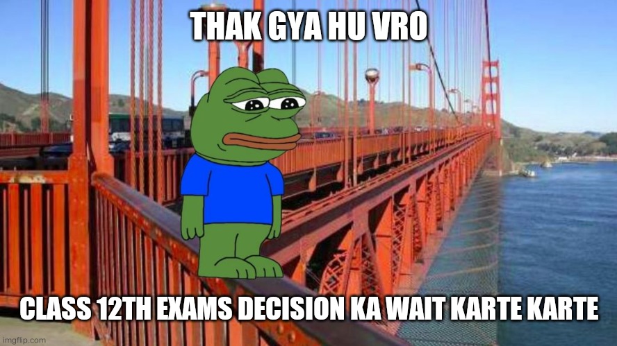 Thak Gaya Hu Bro | THAK GYA HU VRO; CLASS 12TH EXAMS DECISION KA WAIT KARTE KARTE | image tagged in thak gaya hu bro | made w/ Imgflip meme maker