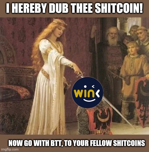 Knight Wink of TRX Cryptocurrency | I HEREBY DUB THEE SHITCOIN! NOW GO WITH BTT, TO YOUR FELLOW SHITCOINS | image tagged in i dub thee | made w/ Imgflip meme maker