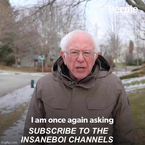 Bernie I Am Once Again Asking For Your Support Meme | SUBSCRIBE TO THE INSANEBOI CHANNELS | image tagged in memes,bernie i am once again asking for your support | made w/ Imgflip meme maker