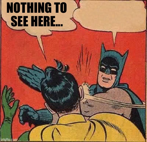 Batman Slapping Robin Meme | NOTHING TO SEE HERE... | image tagged in memes,batman slapping robin | made w/ Imgflip meme maker