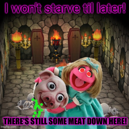 Trapped in Elmo's Basement... | I won't starve til later! THERE'S STILL SOME MEAT DOWN HERE! | image tagged in evil,elmo,basement,kidnapping,sesame street,free meat | made w/ Imgflip meme maker