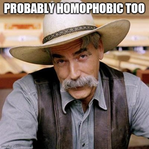 SARCASM COWBOY | PROBABLY HOMOPHOBIC TOO | image tagged in sarcasm cowboy | made w/ Imgflip meme maker