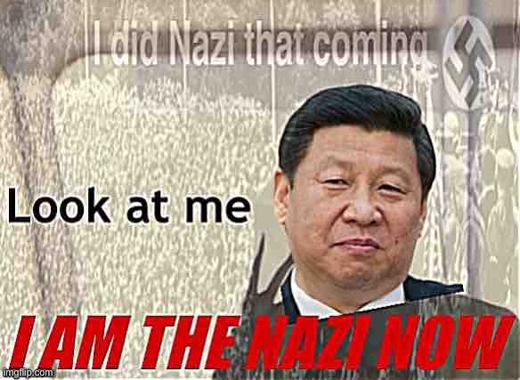 Xi Jinping: Modern-day Adolf Hilter, callin’ it | image tagged in xi jinping,adolf hitler,nazi,i did nazi that coming,china,i'm the captain now | made w/ Imgflip meme maker