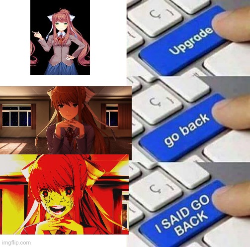I SAID GO BACK | image tagged in i said go back,just,monika,just monika,oh wow are you actually reading these tags | made w/ Imgflip meme maker