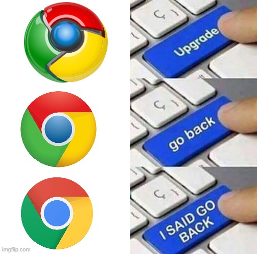 oversimplified logos are dumb. | image tagged in upgrade go back i said go back | made w/ Imgflip meme maker